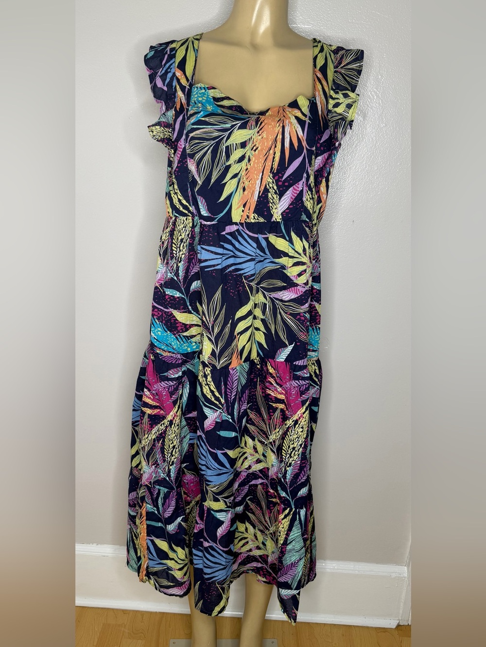 Beachlunchkounge Women's Navy Tropical Print dress XXXL